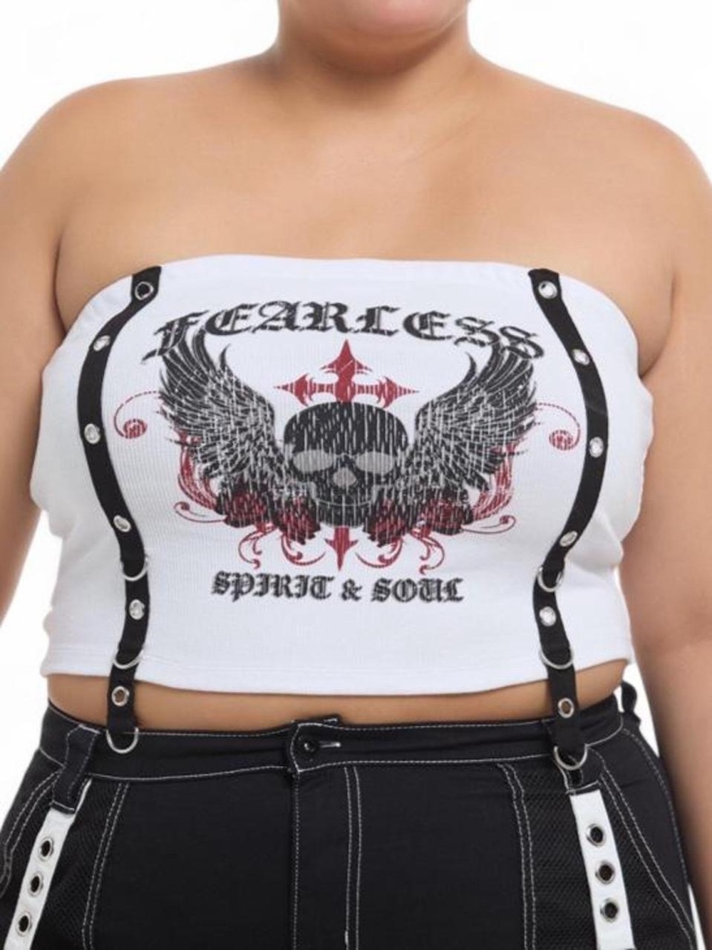 Fearless Skull Grommet Tape Tube Top
Plus Size 3x